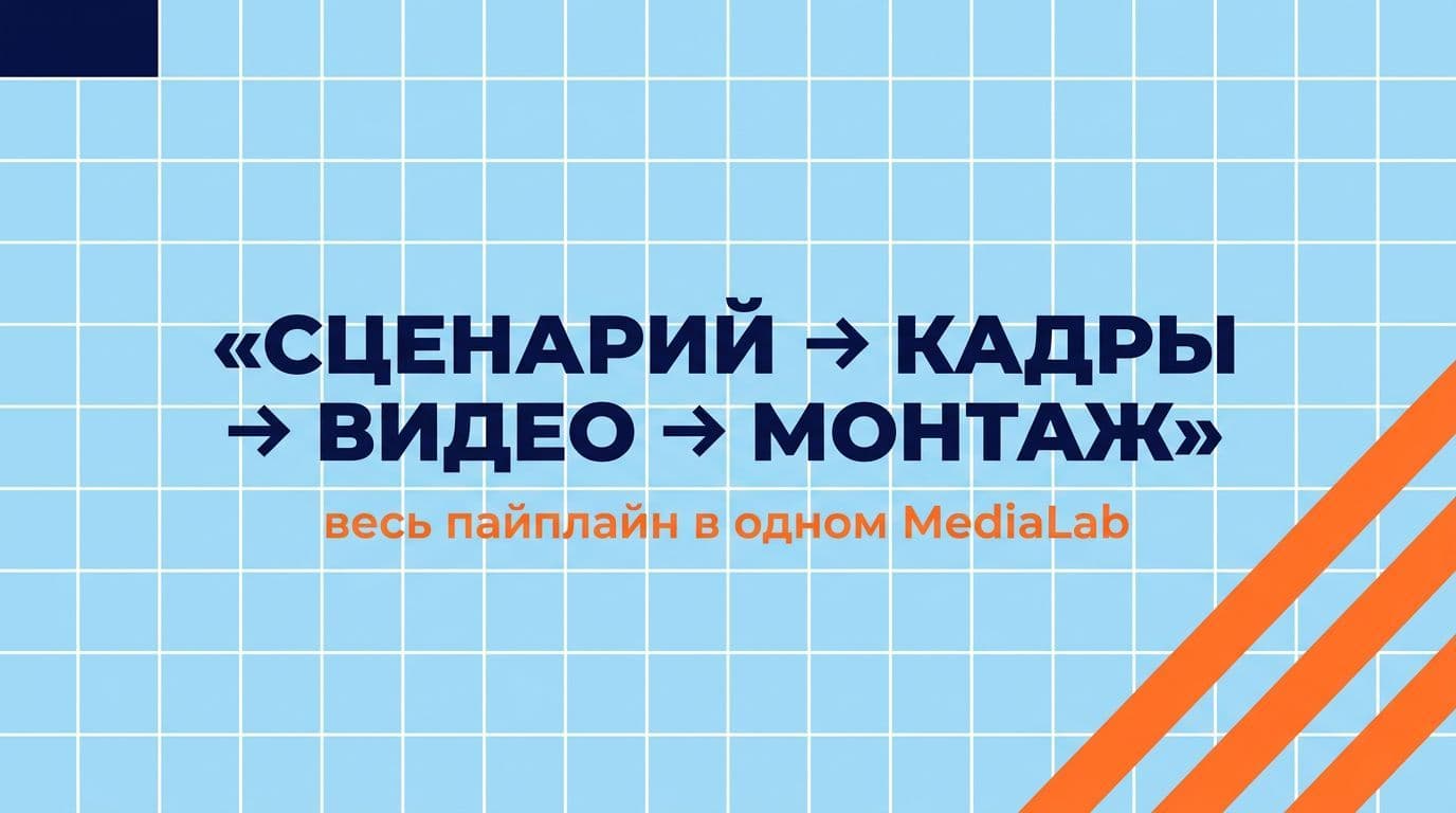 Весь пайплайн AI-фильма — сценарий, кадры, видео, монтаж — в одном MediaLab