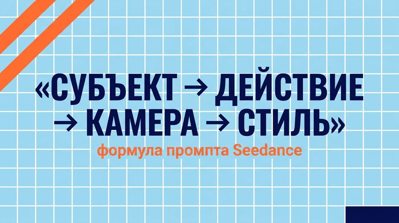 Формула промпта Seedance: Subject → Action → Camera → Style — в этом порядке