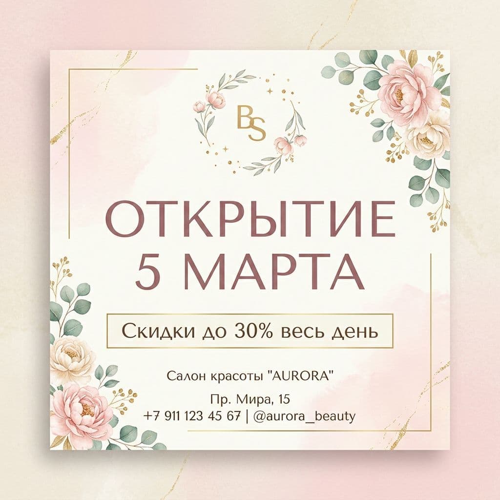 Объявление об открытии салона. СуперИнтеллект, nano-banana-2.