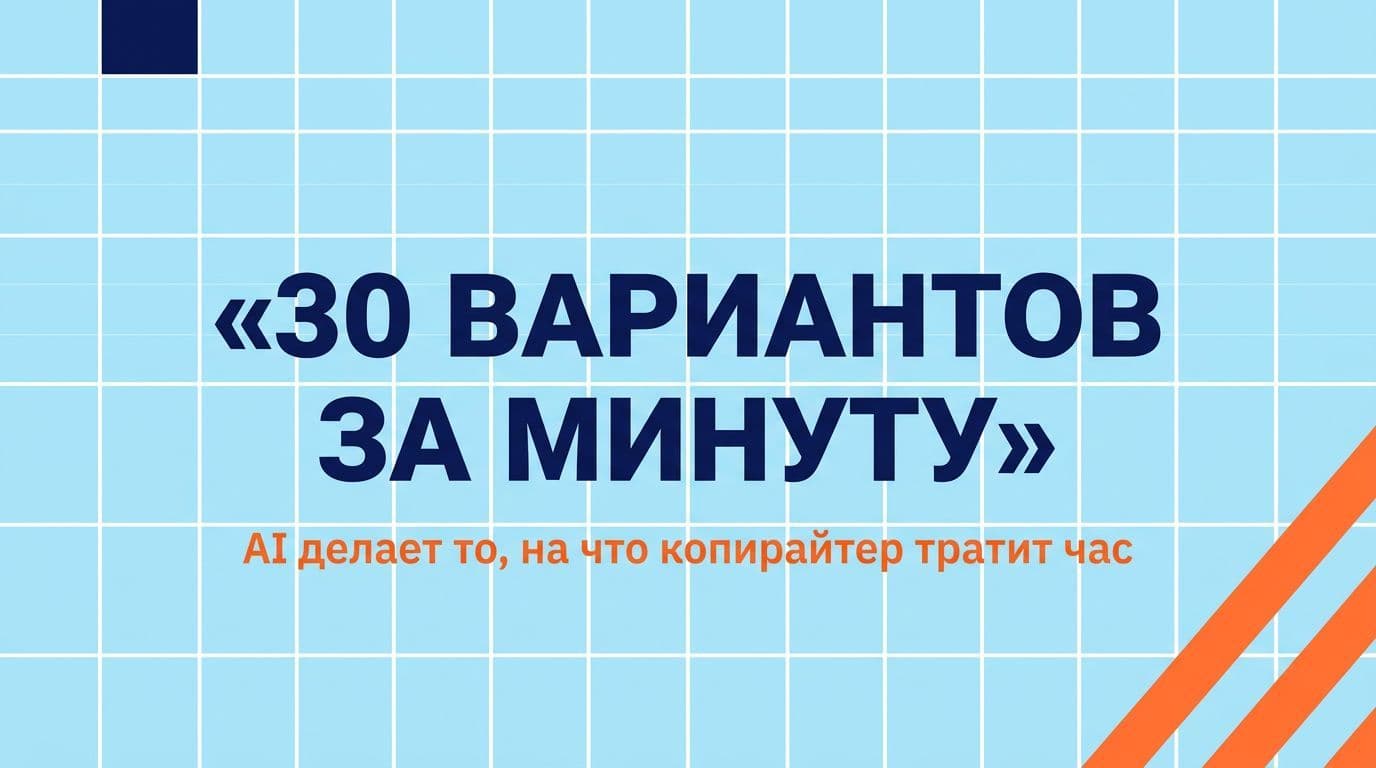 AI генерит 30 рабочих вариантов за минуту — а копирайтер выбирает лучшие 3